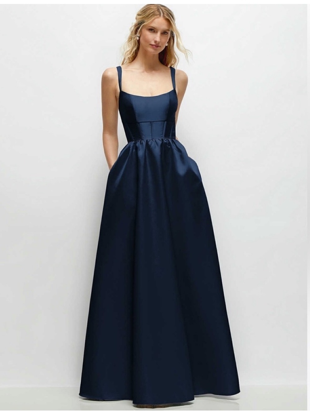 Dessy Collection NWT Satin Corset Maxi Dress Style 3170 Gown Black Size 8